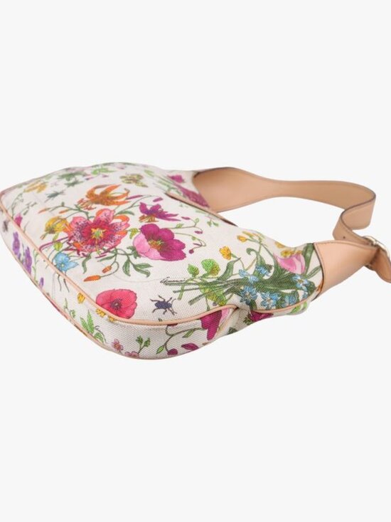 Gucci Flora Jackie Hobo White Multicolor Canvas Leather - Picture 6 of 16